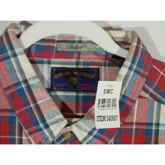 NWT VTG Apparel Workshop Indigo XXL Red Blue Plaid Button Down Shirt Long Sleeve - Picture 5 of 10
